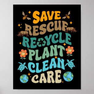 Affiche Jour des terres amusant Enregistrer Secourt Recycl
