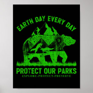 Affiche Jour des terres Chaque Jour Protéger Nos Parcs Nat