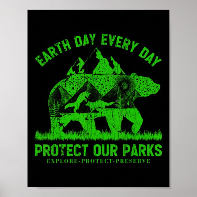Affiche Jour des terres Chaque Jour Protéger Nos Parcs Nat (Devant)