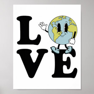 Affiche Jour des terres d'amour Super rétro De l'environne
