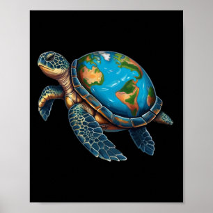 Affiche Jour des terres de tortue marine Sauvez la planète