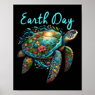 Affiche Jour des terres de tortues marines Sauvez la Terre