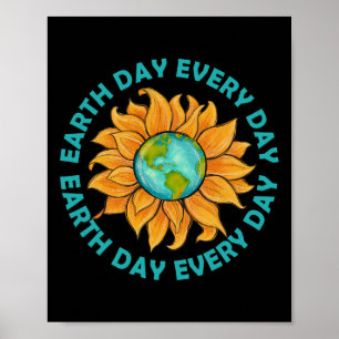Affiche Jour des terres de tournesol Chaque Jour Planète T