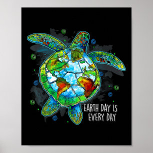 Affiche Jour des terres Est Chaque Jour Drôle Tortue De Me