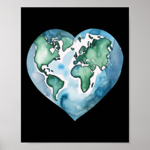 Affiche Jour des terres Heart Planet Joli Jour des terres 