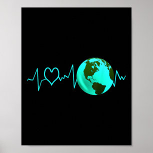 Affiche Jour des terres Heartbeat Recycling Climate Change