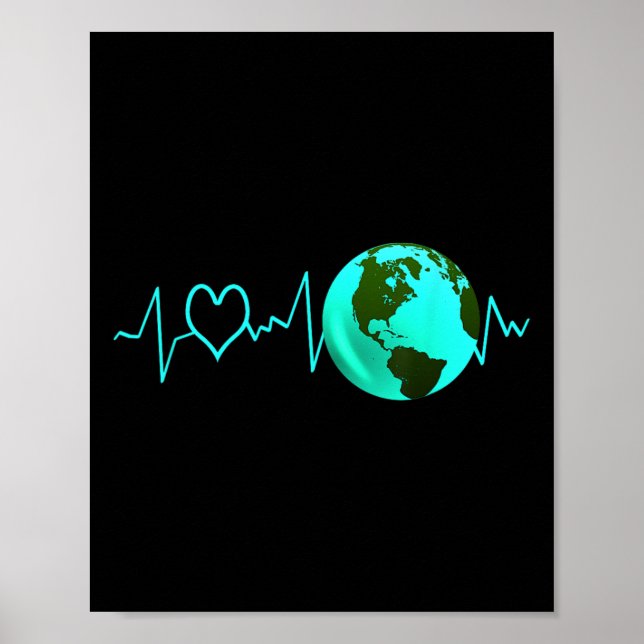 Affiche Jour des terres Heartbeat Recycling Climate Change (Devant)