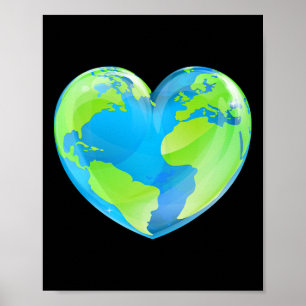 Affiche Jour des terres Love Heart World Globe