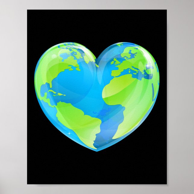 Affiche Jour des terres Love Heart World Globe (Devant)