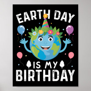 Affiche Jour des terres Mondial Est Mon Anniversaire Pour