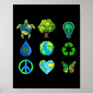 Affiche Jour des terres Peace Go Plante Save Water Secourt