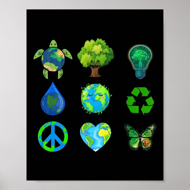 Affiche Jour des terres Peace Go Plante Save Water Secourt (Devant)