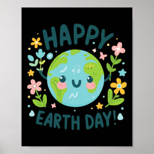 Affiche Jour des terres Planète mignonne Anniversaire Joye