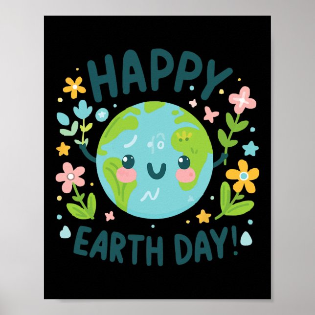 Affiche Jour des terres Planète mignonne Anniversaire Joye (Devant)