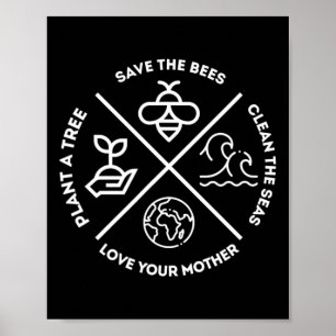 Affiche Jour des terres Plante Un Arbre Sauver Les Abeille