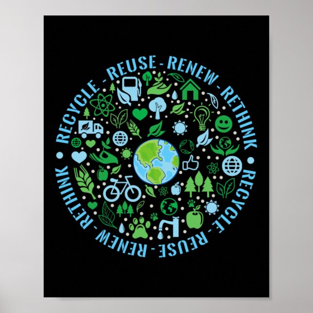 Affiche Jour des terres Recycle Réutiliser Renouveler l'en (Devant)