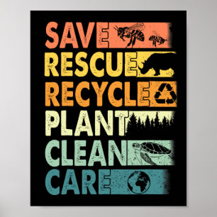 Affiche Jour des terres rétro Enregistrer les abeilles Sec