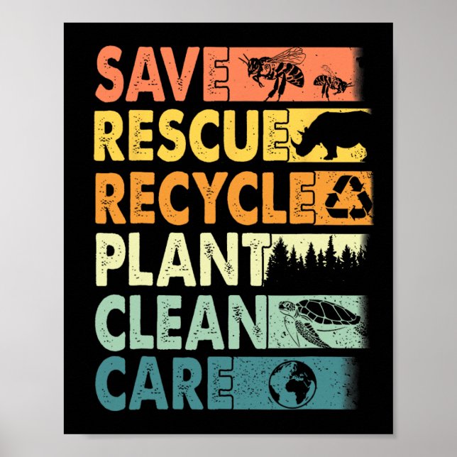 Affiche Jour des terres rétro Enregistrer les abeilles Sec (Devant)