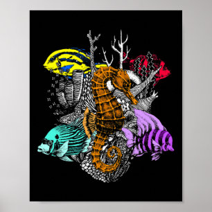 Affiche Jour des terres Sauver Coral Reefs Sea Fish Seahor