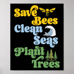 Affiche Jour des terres Sauver Les Abeilles Plante Plus D'