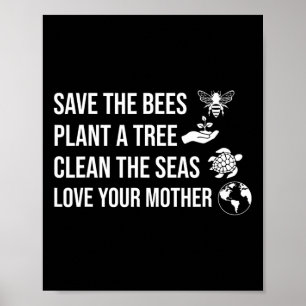 Affiche Jour des terres Sauver Les Abeilles Plante Plus D'