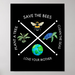 Affiche Jour des terres Sauver Les Abeilles Plante Plus D'