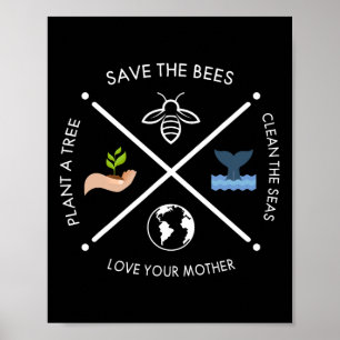 Affiche Jour des terres Sauver Les Abeilles Plante Plus D'