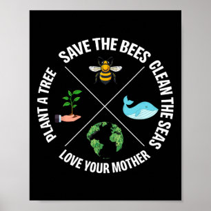 Affiche Jour des terres Sauver Les Abeilles Plante Plus D'