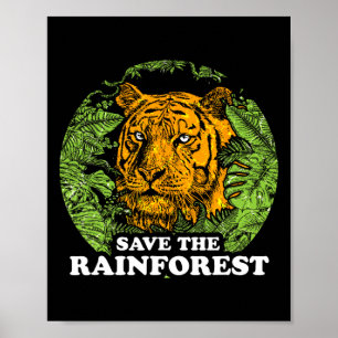 Affiche Jour des terres Sauvez la forêt tropicale Tiger Ju