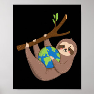 Affiche Jour des terres Sloth - Planet Terre Nature Lover