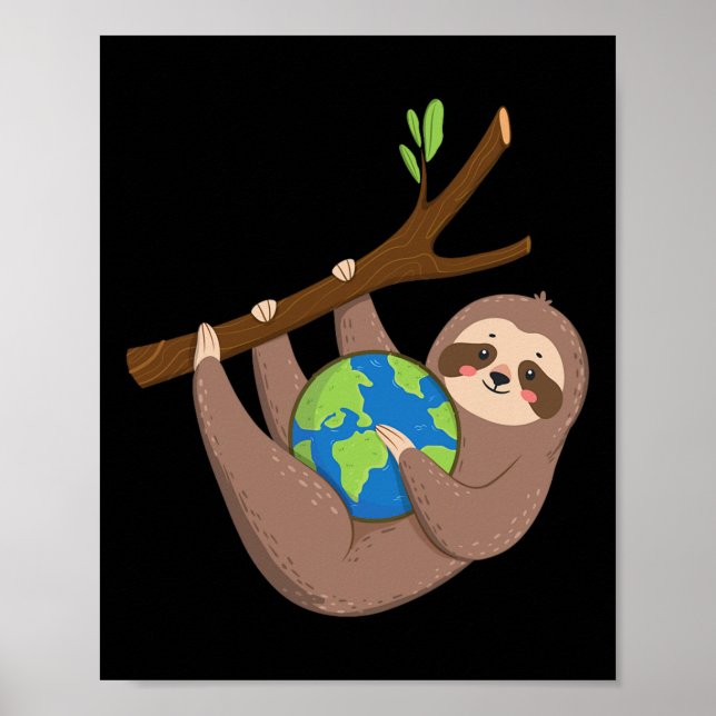 Affiche Jour des terres Sloth - Planet Terre Nature Lover  (Devant)