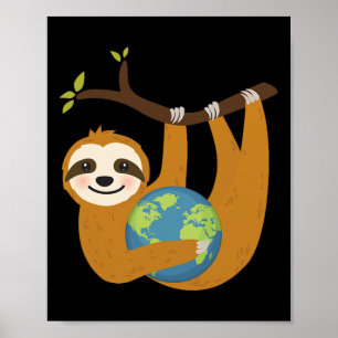Affiche Jour des terres Sloth Sauvez La Terre Notre Planèt