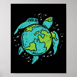 Affiche Jour des terres Tortue de mer Sauvons notre animal
