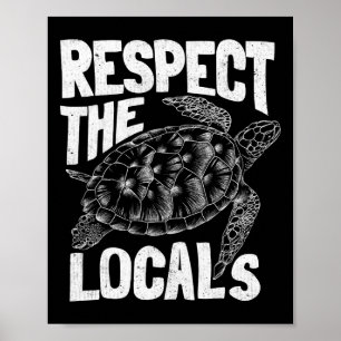 Affiche Jour des terres Tortue Océanique Respectez Les Loc