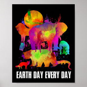 Affiche Jour des terres Tous Les Jours Aquarelle Animaux A