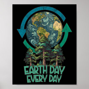 Affiche Jour des terres Tous Les Jours Plante Plus D'Arbre