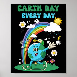 Affiche Jour des terres Tous Les Jours Rainbow Globe Flowe