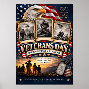 Affiche Jour des vétérans Hommage Respect Mémoire Patrioti