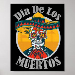 Affiche Jour Dia De Los Muertos Du Costume De Crâne Morte
