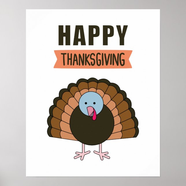 Affiche Jour du bon thanksgiving Turquie Gratuit vacances (Devant)