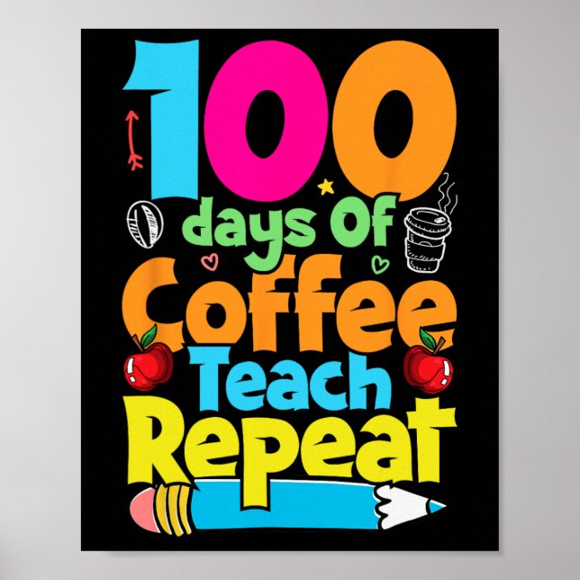 Affiche Jour Du Café Et Du Chaos Professeur 100 Jours D'Éc (Devant)