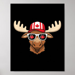 Affiche Jour du Canada Drapeau canadien Maple Leaf Moose S