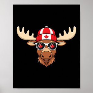 Affiche Jour du Canada Drapeau canadien Maple Leaf Moose S