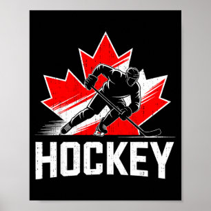 Affiche Jour du Canada hockey patriotique feuille d'érable