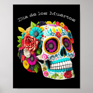 Affiche Jour du crâne de sucre coloré des Calaveras Mortes