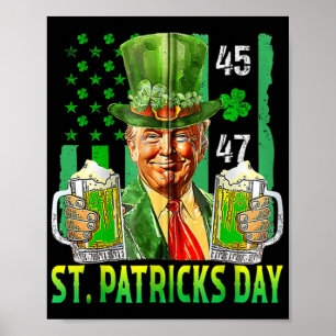 Affiche Jour du drapeau américain Trump 2025, Saint-Patric