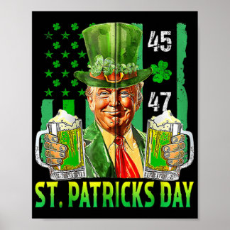 Affiche Jour du drapeau américain Trump 2025, Saint-Patric