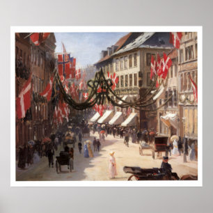 Affiche Jour du drapeau Vintage voyage à Copenhague Danema