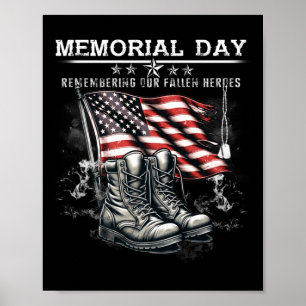 Affiche Jour du Souvenir Drapeau en mémoire des héros tomb