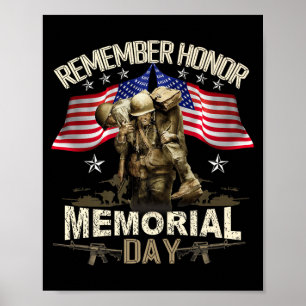 Affiche Jour du Souvenir Drapeau États-Unis Rappeler Honne